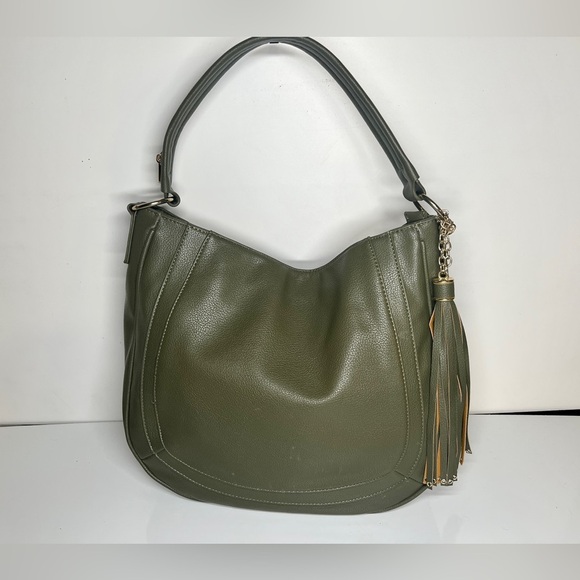 CHARMING CHARLIE Olive green tassel accent shoulder bag - Picture 4 of 13